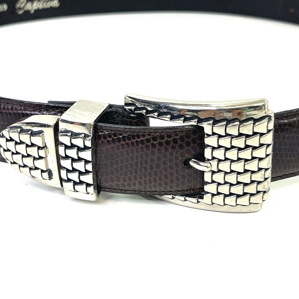 Lady‎ Captiva Womens Brown Leather Belt Silver Tone Buckle Size M Fits 29 to 33